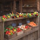1 Stück Attrappe Gemüsegirlande ca. 2 m lang – Realistische Deko für Markt, Laden & Events