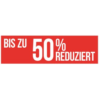Aufkleber - Ankleber "Bis zu 50% REDUZIERT" 99 x 30 cm