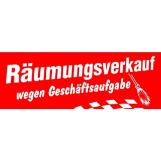 Aufkleber - Ankleber "Räumungsverkauf wegen Geschäftsaufgabe" 68 x 24 cm