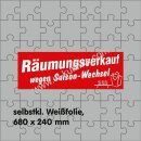 Aufkleber - Ankleber "Räumungsverkauf wegen Saison-Wechsel" 68 x 24 cm