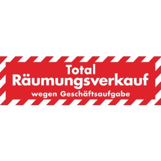 Aufkleber - Ankleber "Total Räumungsverkauf - wegen Geschäftsaufgabe" 138 x 42 cm