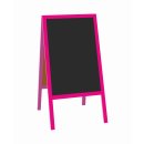 Kundenstopper 118 x 61 cm wetterfest lackiert - Holztafel mit ABS Kreidetafel mit Kreidemarker Pink