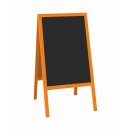 Kundenstopper 118 x 61 cm wetterfest lackiert - Holztafel mit ABS Kreidetafel (orange)