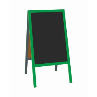 Kundenstopper 118 x 61 cm wasserfest lackiert - Holztafel mit ABS Kreidetafel Grün