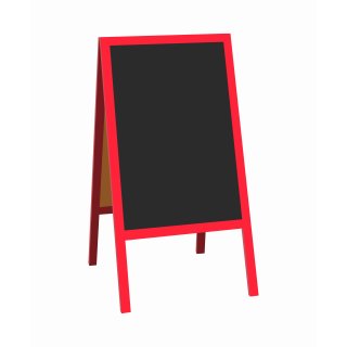 Kundenstopper 118 x 61 cm wetterfest lackiert - Holztafel mit ABS Kreidetafel (rot)