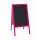 Kundenstopper 118 x 61 cm wetterfest lackiert - Holztafel mit ABS Kreidetafel (pink)