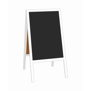 Kundenstopper 118 x 61 cm wasserfest lackiert - Holztafel mit ABS Kreidetafel Weiß