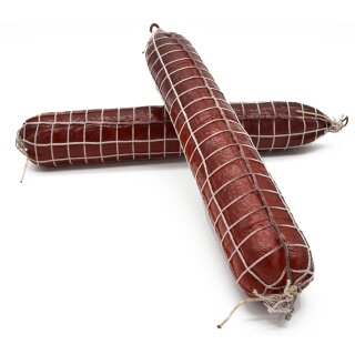 2 Stück Attrappen rote Salami im Netz ca. 45 x 6,5 x 6,5 cm VE2